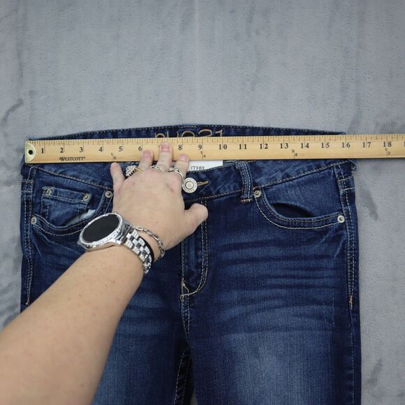 Rue21 Pants Womens 10 Blue Denim Flat Front Mid Rise Boot Pockets Jeans - Picture 5 of 16